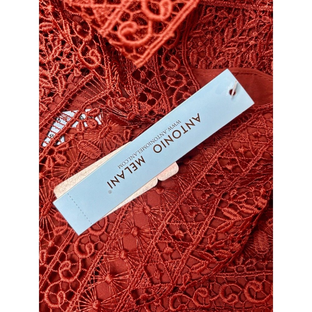 Antonio Melani Red Wine Lace Midi Dress NWT Size 8 Cocktail Party - Picture 6 of 7